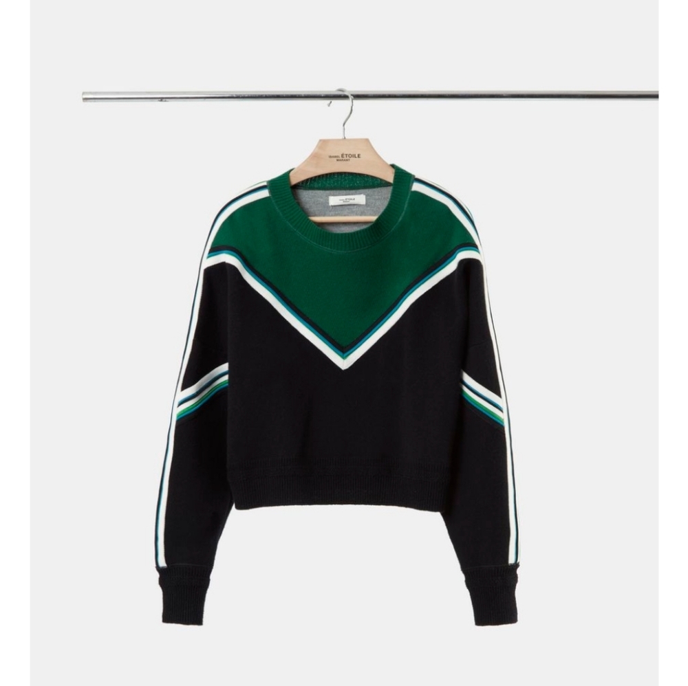 Isabel Marant Kimo Green Two Colour Knit Jumper